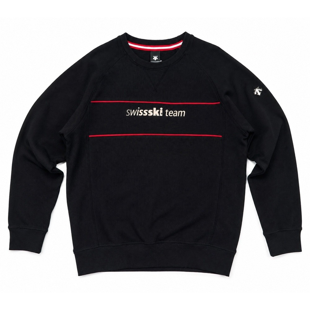 Descente Swiss Ski Team Crewneck Sweatshirt Black Performance Pullover Mens M